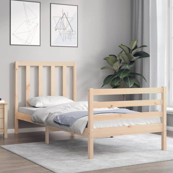 sengeramme med sengegavl 100x200 cm massivt træ