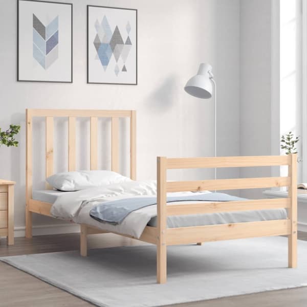 sengeramme med sengegavl 100x200 cm massivt træ