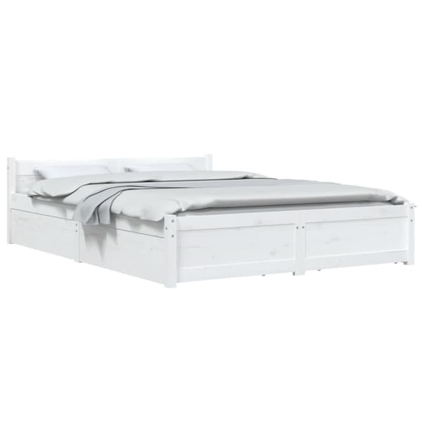sengeramme med skuffer 150x200 cm King Size hvid