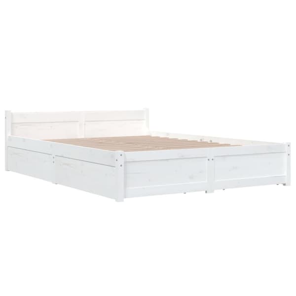 sengeramme med skuffer 150x200 cm King Size hvid