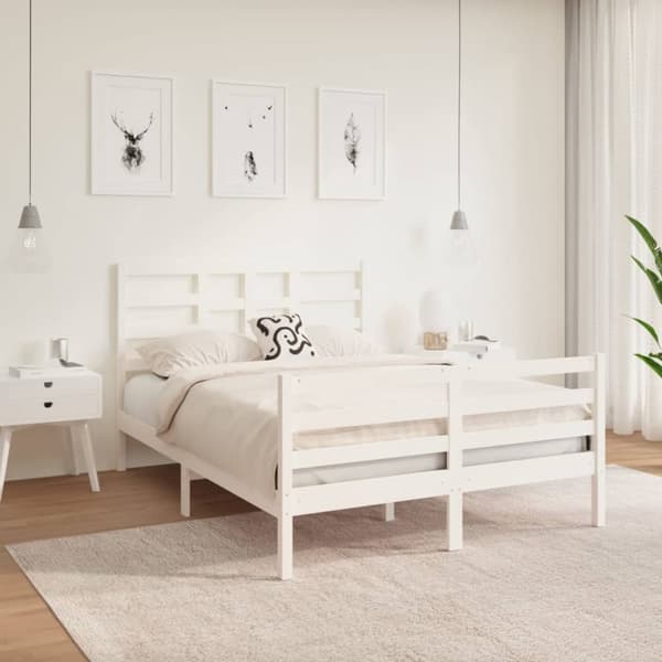 sengeramme 140x190 cm massivt træ hvid