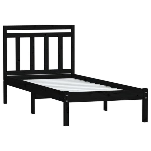 Sängynrunko musta 75x190 cm Small Single täysi puu