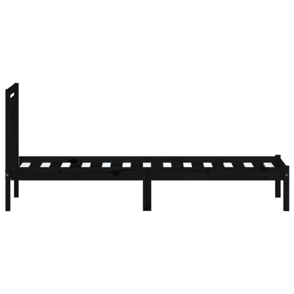 Sängynrunko musta 75x190 cm Small Single täysi puu