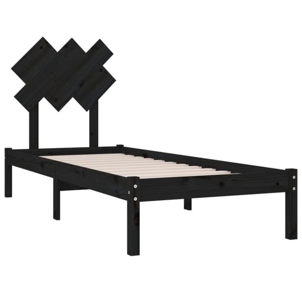Sängram massiv furu 75x190 cm svart