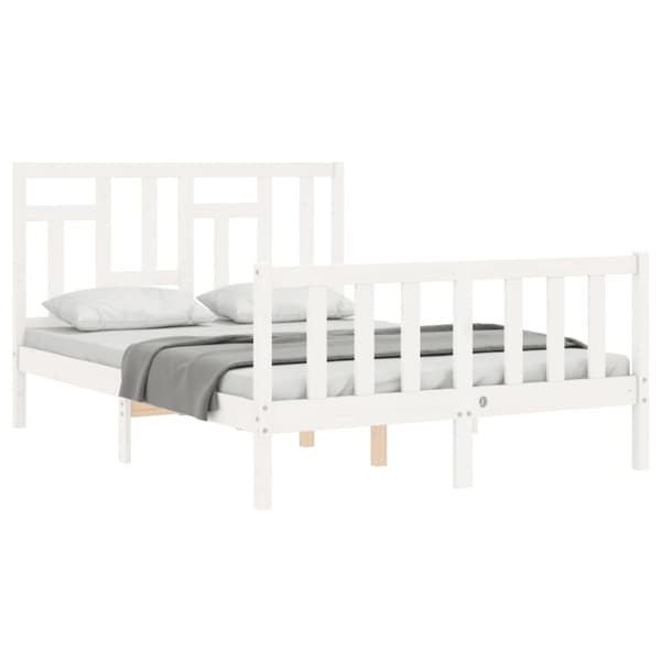 sengeramme med sengegavl 120x200 cm massivt træ hvid