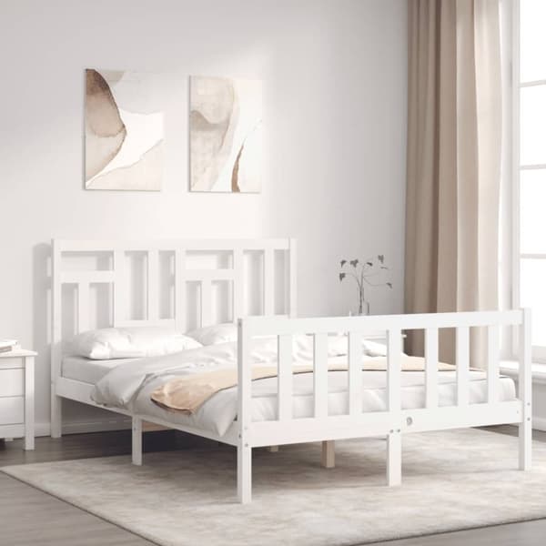 sengeramme med sengegavl 120x200 cm massivt træ hvid