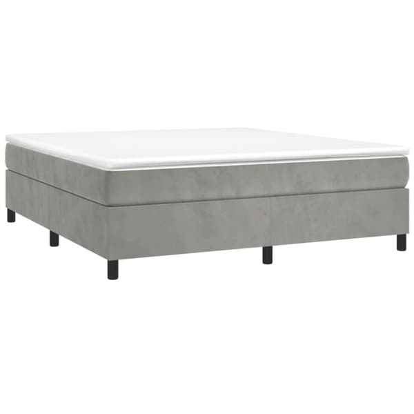 Ramsäng med madrass ljusgrå 200x200 cm sammet