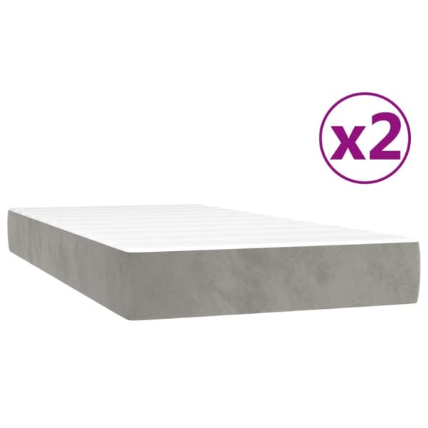 Ramsäng med madrass ljusgrå 200x200 cm sammet