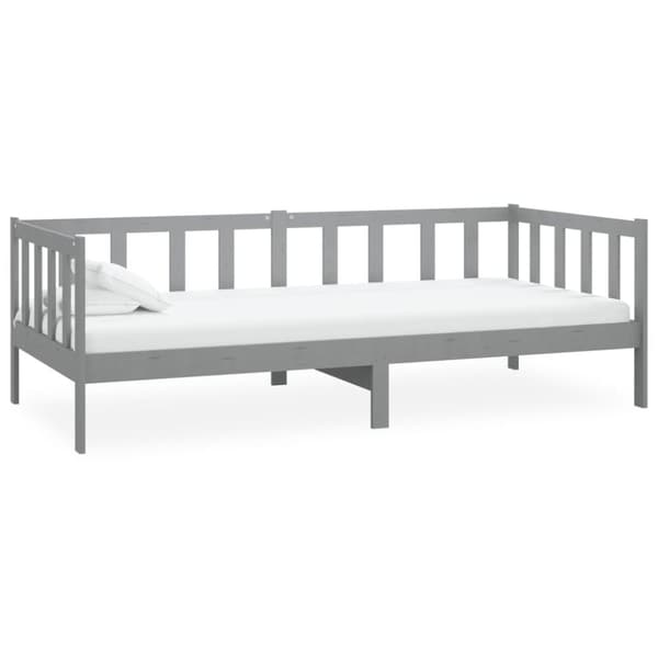 Dagbädd med madrass 90x200 cm grå massiv furu