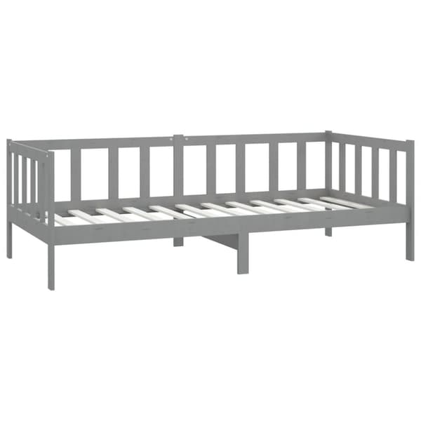 Dagbädd med madrass 90x200 cm grå massiv furu