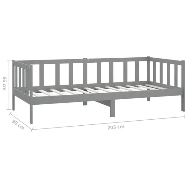 Dagbädd med madrass 90x200 cm grå massiv furu