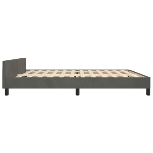 Sängram med huvudgavel mörkgrå 200x200 cm sammet