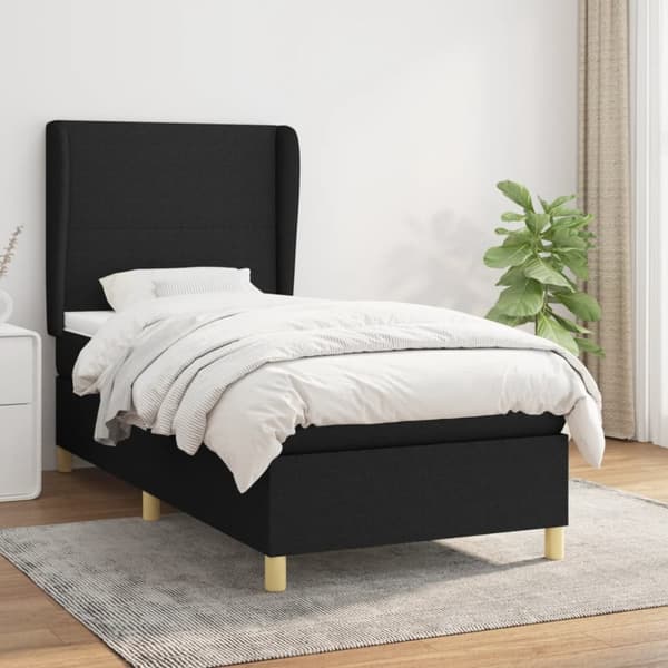 kontinentalseng med madras 100x200 cm stof sort