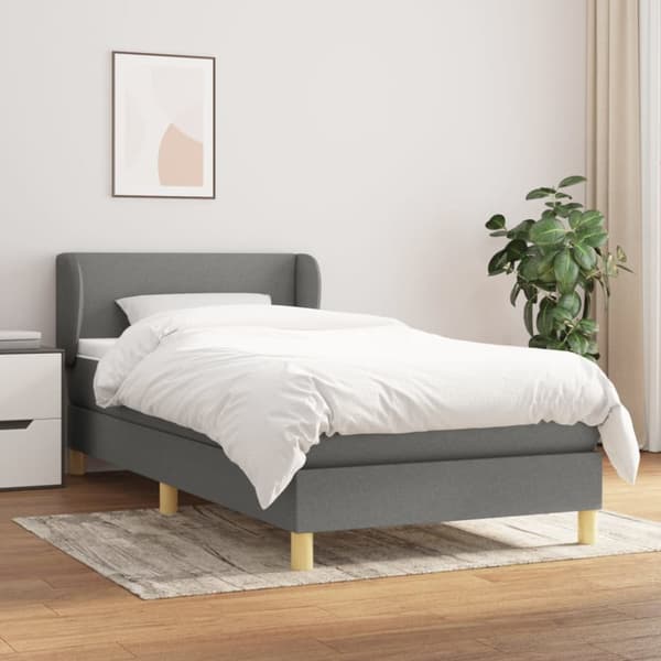 Ramsäng med madrass mörkgrå 100x200 cm tyg