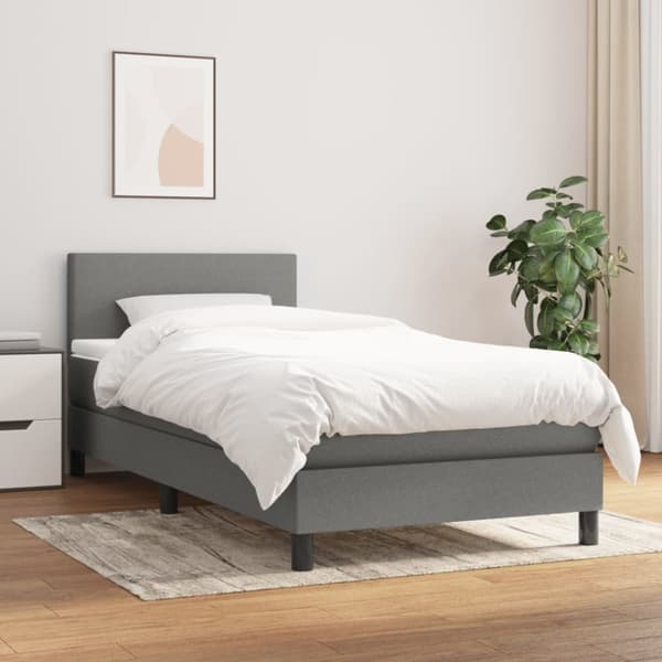 kontinentalseng med madras 100x200 cm stof mørkegrå