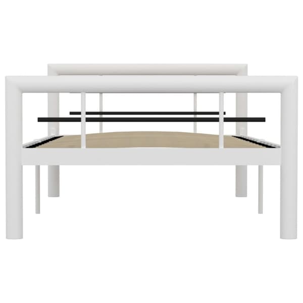 sengestel 90x200 cm metal hvid og sort