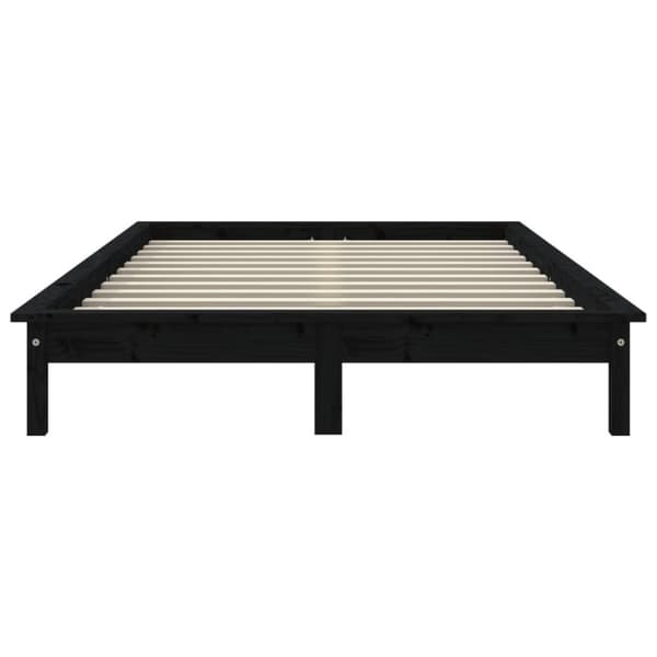 sengeramme 200x200 cm massivt fyrretræ sort