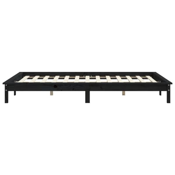 sengeramme 200x200 cm massivt fyrretræ sort