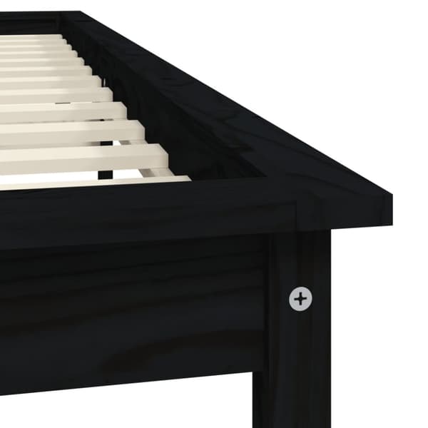 sengeramme 200x200 cm massivt fyrretræ sort