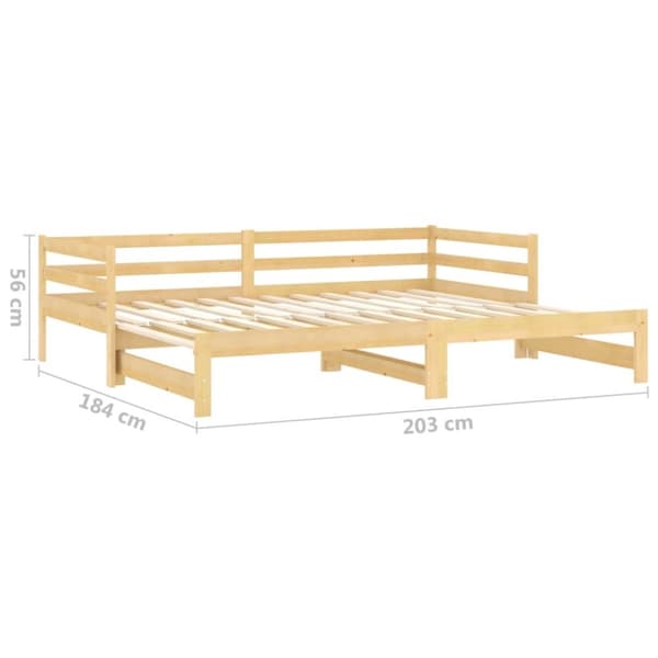 daybed med udtræk 2x(90x200) cm massivt fyrretræ