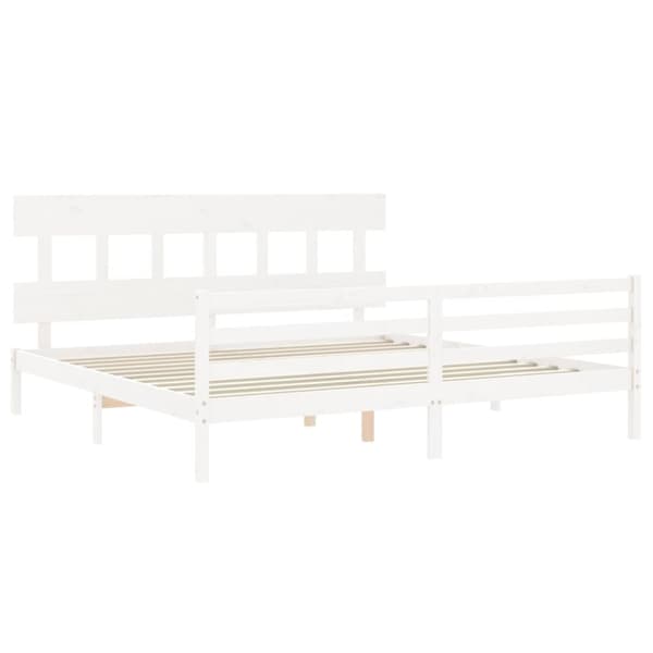 sengeramme med sengegavl 200x200 cm massivt træ hvid