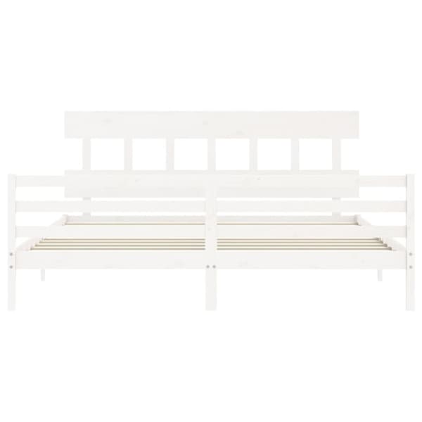 sengeramme med sengegavl 200x200 cm massivt træ hvid