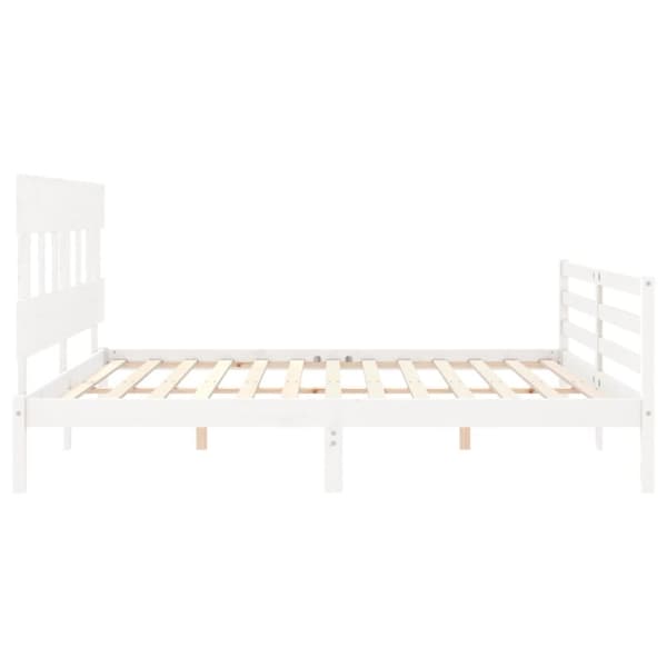 sengeramme med sengegavl 200x200 cm massivt træ hvid