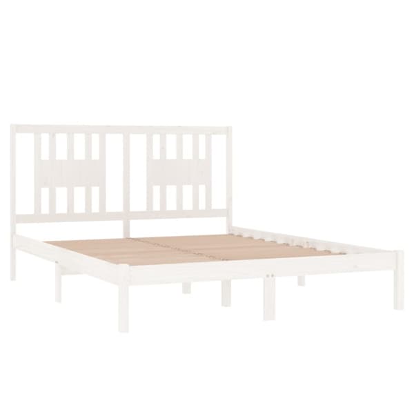 sengeramme 140x200 cm massivt fyrretræ hvid