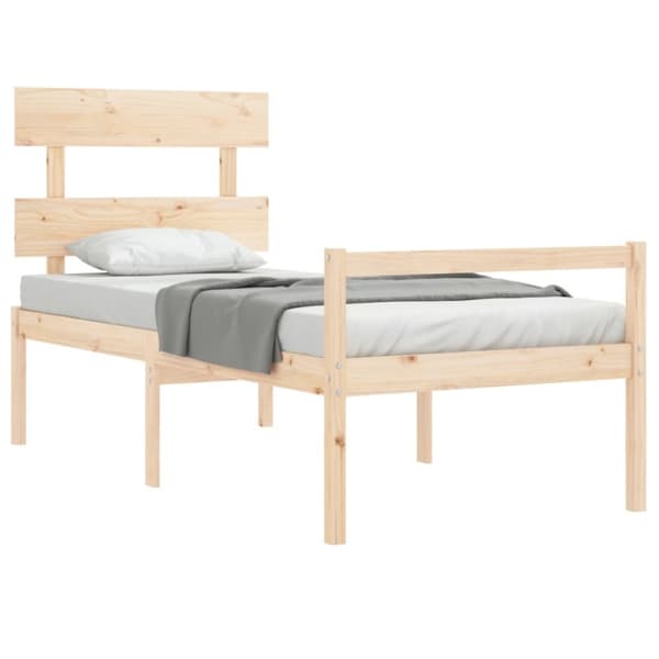 seniorseng med sengegavl 90x200 cm massivt træ