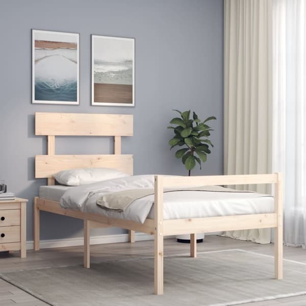 seniorseng med sengegavl 90x200 cm massivt træ