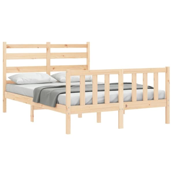 sengeramme med sengegavl 140x200 cm massivt træ hvid