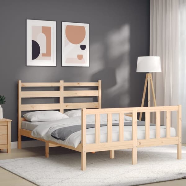 sengeramme med sengegavl 140x200 cm massivt træ hvid