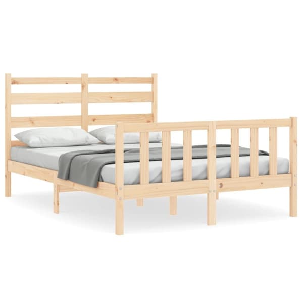 sengeramme med sengegavl 140x200 cm massivt træ hvid