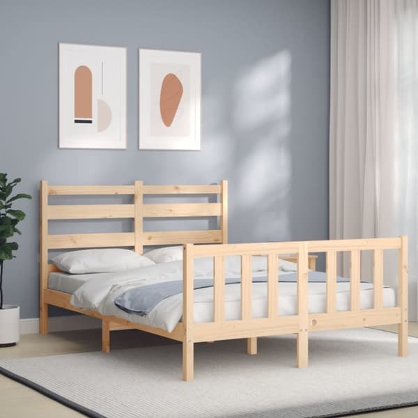 sengeramme med sengegavl 140x200 cm massivt træ hvid