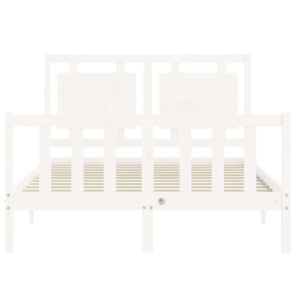 sengeramme med sengegavl 140x200 cm massivt træ hvid