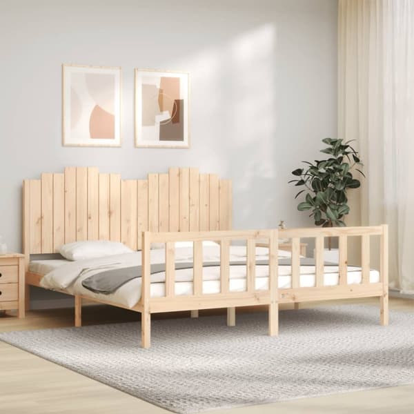 sengeramme med sengegavl 180x200 cm massivt træ
