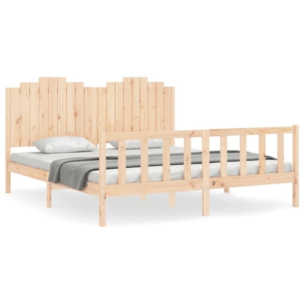 sengeramme med sengegavl 180x200 cm massivt træ