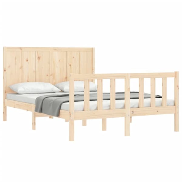 sengeramme med sengegavl 140x200 cm massivt træ hvid