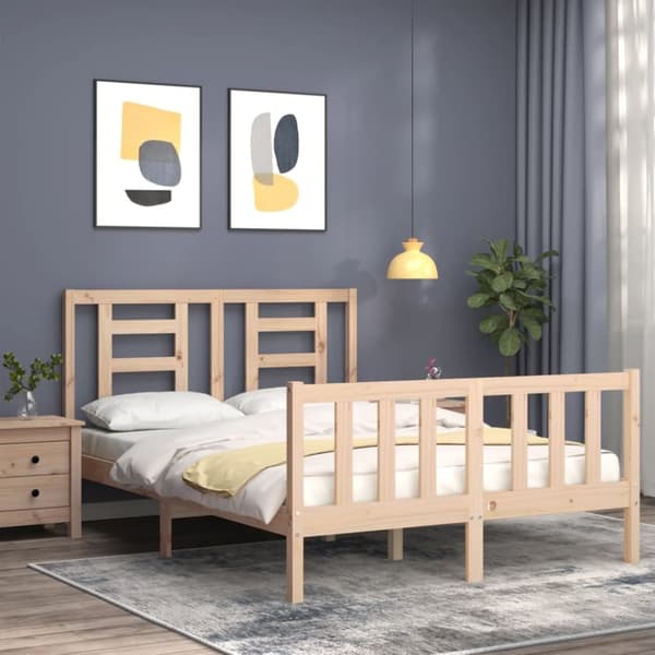 sengeramme med sengegavl 140x200 cm massivt træ hvid