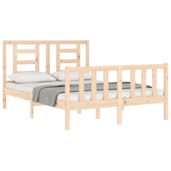 sengeramme med sengegavl 140x200 cm massivt træ hvid