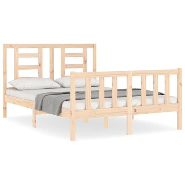 sengeramme med sengegavl 140x200 cm massivt træ hvid