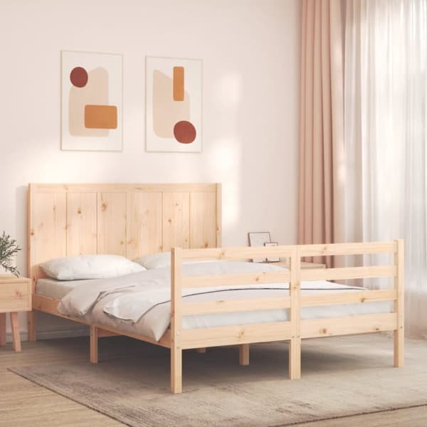 sengeramme med sengegavl 140x200 cm massivt træ hvid