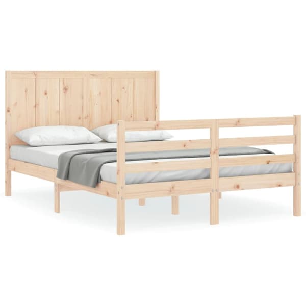 sengeramme med sengegavl 140x200 cm massivt træ hvid