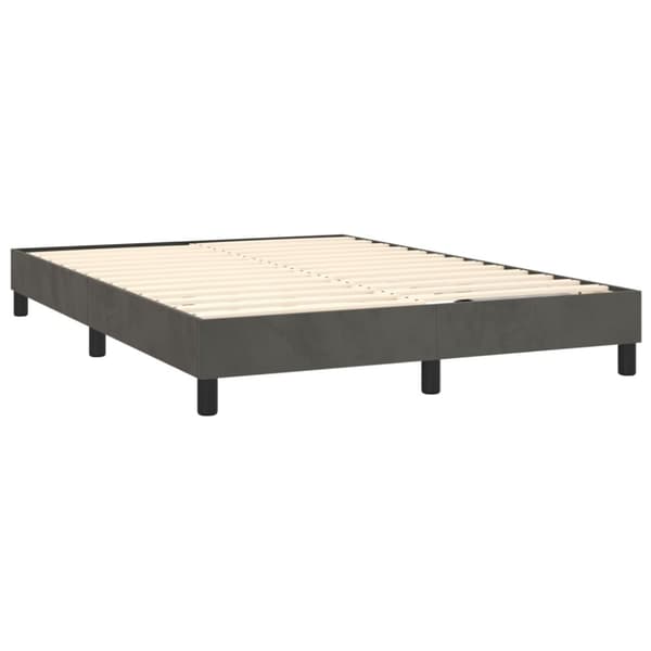 Ramsäng med madrass mörkgrå 140x200 cm sammet