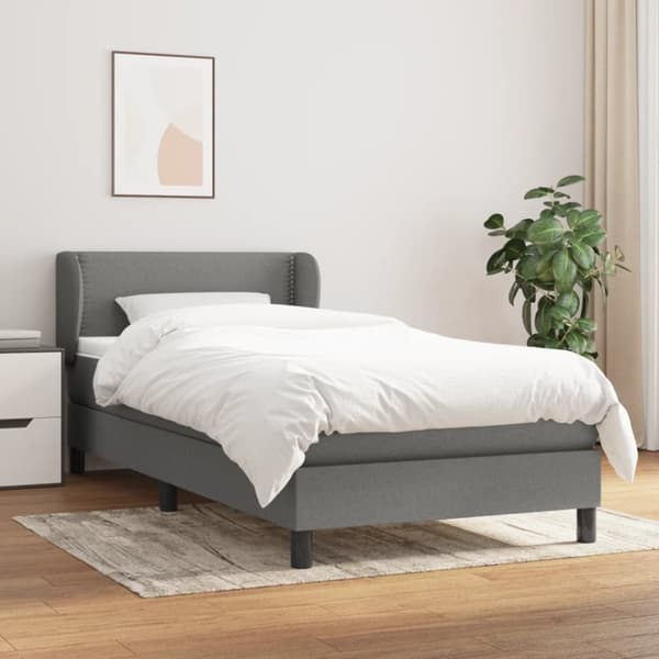kontinentalseng med madras 90x190 cm stof mørkegrå