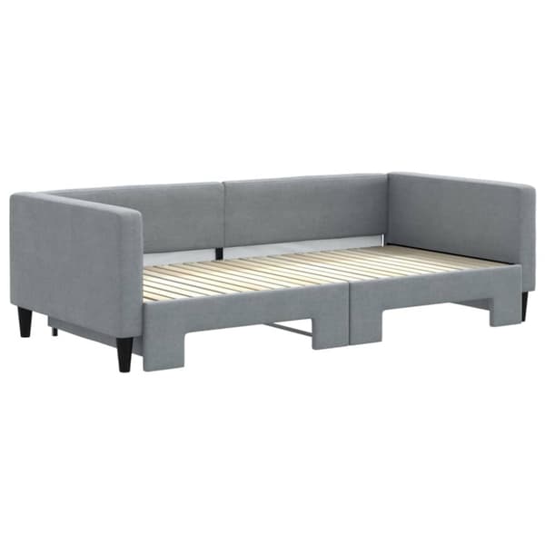 daybed med udtræk 100x200 cm stof lysegrå