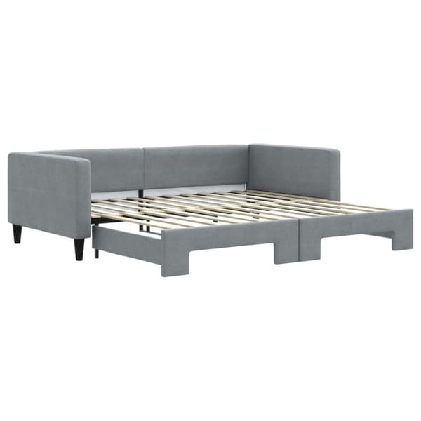 daybed med udtræk 100x200 cm stof lysegrå