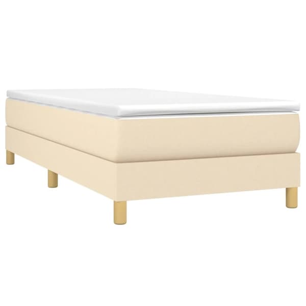 sengeramme 90x190 cm stof cremefarvet