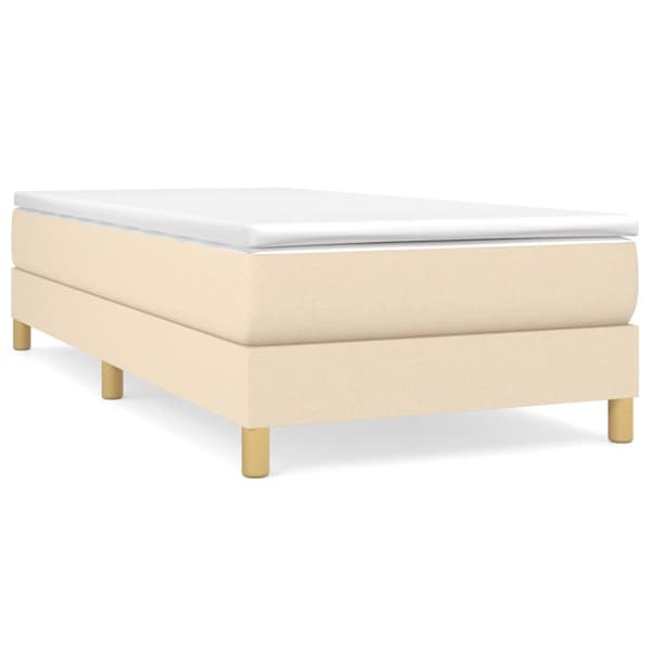 sengeramme 90x190 cm stof cremefarvet