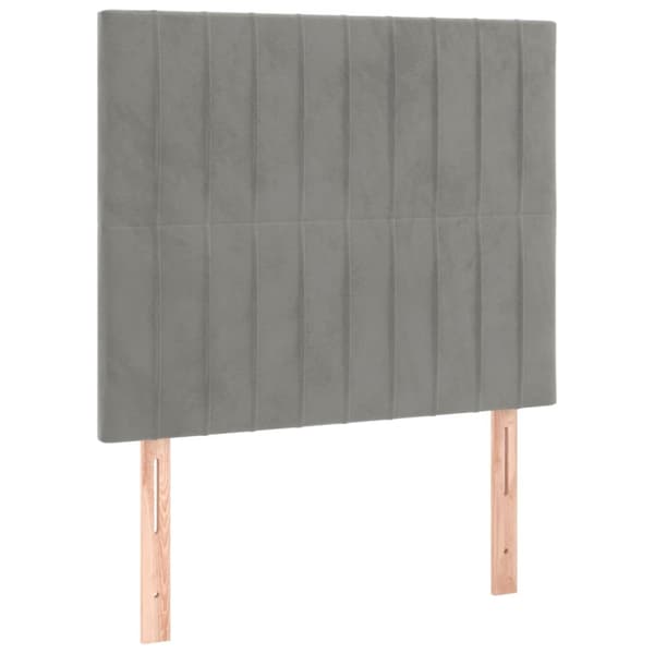 Ramsäng med madrass ljusgrå 90x200 cm sammet
